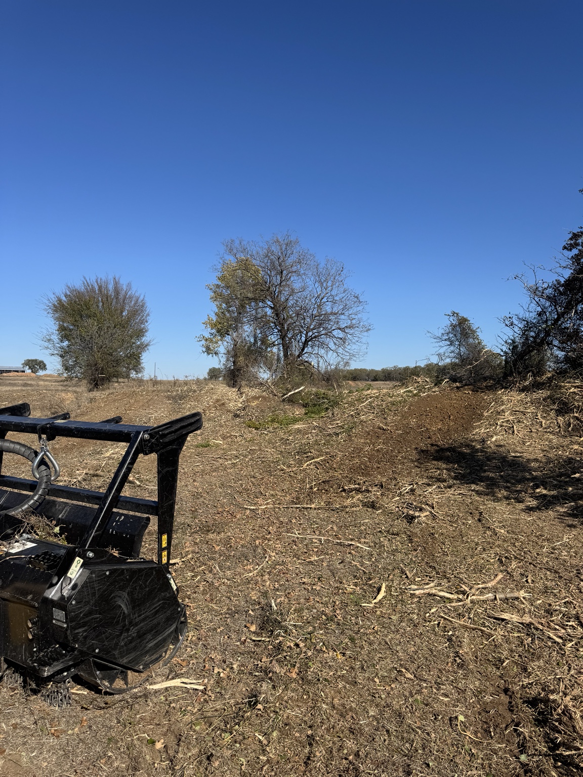 Freshly cleared ground and remaining brush at a rural property